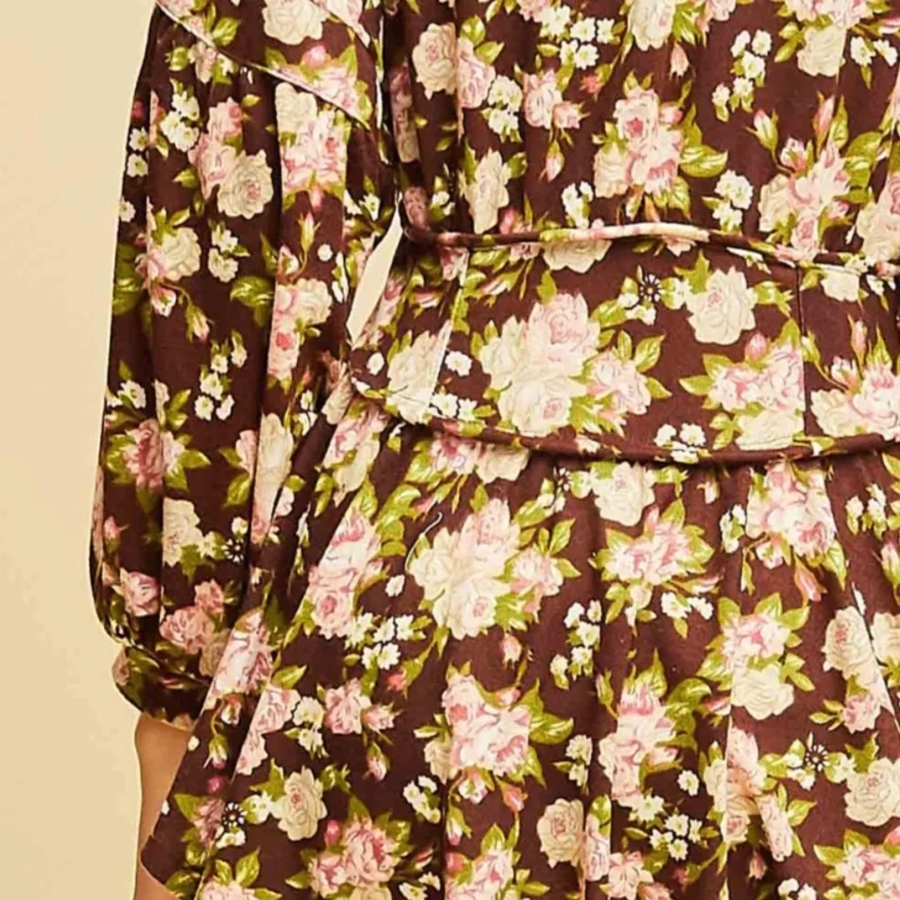 brown floral long sleeve top - Picture 7 of 7